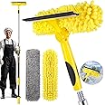 Opow 213'' Long Reach Window Squeegee with Telescoping Extension Pole,2 in 1 Shower Cleaning with Telescopic Pole, Extension Washing Tool with Rotatable Clean Head for Indoor/Outdoor High Window Glass