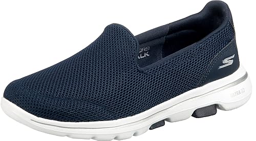 Skechers Women's GO Walk 5 Sneaker, Navy/White, 5.5