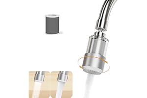 Dreamwills Sink Faucet Water Filter, 360 ° Rotating | 2 Mode Splash, Certified Reduce 99% Heavy Metal, Hard Tap Water Softener for Kitchen/Bathroom/Skin Care (2pcs Carbon Fiber)＆(6 Threaded Adapters)