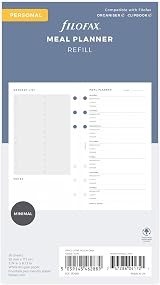 Filofax Personal Minimal Meal Planner Pack 56 Sheets 80gsm Refills