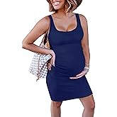 KIM S Women's Maternity Sleeveless Dresses S-XXL, Summer Bodycon Dress for Daily or Baby Shower