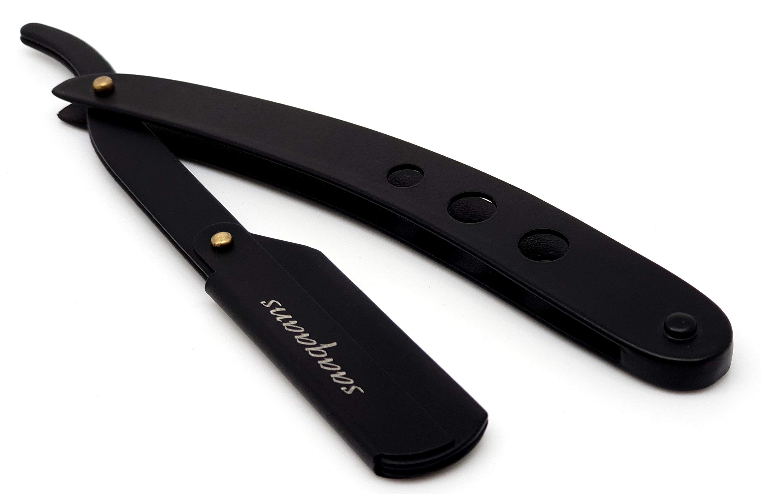 Saaqaans MSR-01 Professional Barber Straight Razor - Manual Folding Cut Throat Beard Shaving Razor for Men with 10 Extra Double Edge Razor Blades (USA)