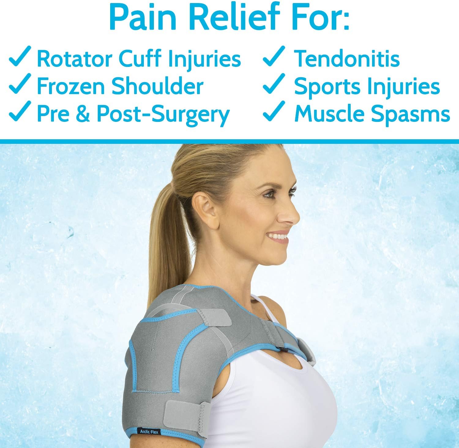 Arctic Flex Shoulder Ice Pack Brace - Cold Reusable Cool Gel Wrap, Hot Therapy - Immobilizer Compression Stability Support for Tendonitis, Dislocated Joint, Left and Right Rotator Cuff Arm Pain Relief: Industrial & Scientific