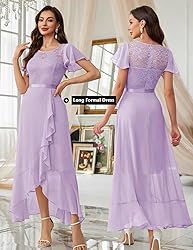BeryLove Prom Dresses for Women Wedding Guest Ruffe