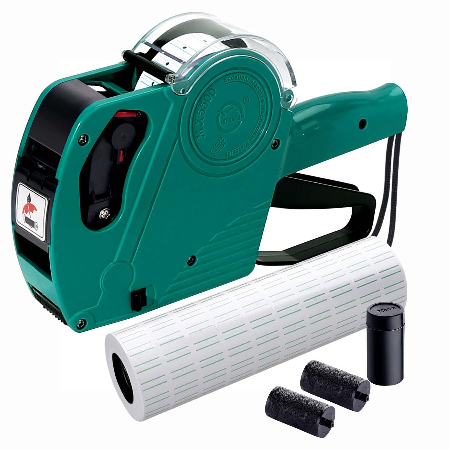 Photo 1 of KPX MX5500 Pricing Tag Gun with 5150 pcs Sticker Labels & Extra Inker, 8 Digits Tag Maker for Retail Shop, Grocery Store (Green)