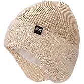 Wmcaps Winter Fleece Line Beanie with Earflap for Men Women, Outdoor Warm Thermal Knitted Hat Stocking Caps