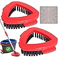 Scrub Brush for O Cedar RinseClean 2 Tank System, Ocedar Scrubber Mop Head, Spin Mop Scrub Brush Head Replacement, 1 Cleaning Clothes & 2 Pcs Hard Bristle Floor Scrub Brush for Bathroom, Kitchen, Tub