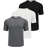 PINSPARK Men's 3 Pack Workout Shirts - Quick Dry Gym Athletic Shirts Moisture Wicking Short Sleeve T Shirts