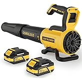 Leaf Blower Cordless with 2× 4.0Ah Batteries and Charger, 560CFM & 180MPH Lightweight Leaf Blower, 2 Speed Electronic Control, 20V Electric Blower for Driveway, Lawn & Yard Care