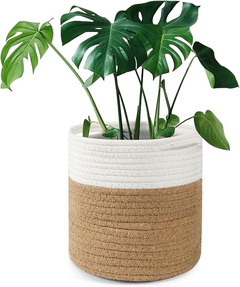 tenn well 20cm Plant Pot with Liner Cotton Indoor Planter Woven Basket
