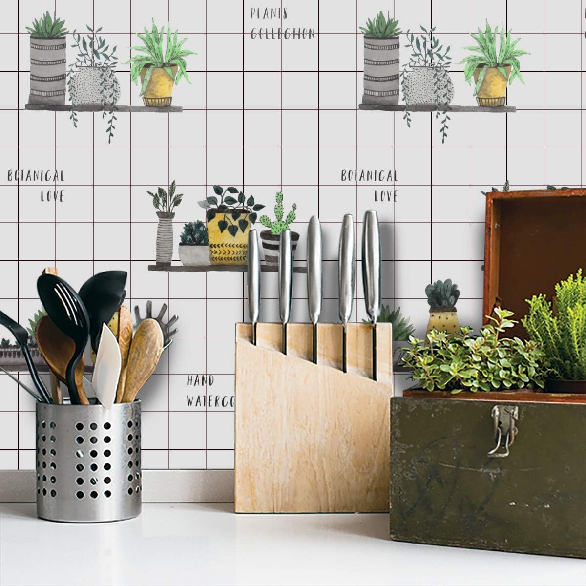 Colorful Kitchen Wallpaper Backsplash Peel and Stick Wallpaper Waterproof Oil-Proof Contact Paper Vinyl Removable Self Adhesive Wall Sticker for Kitchen Bathroom Drawer Shelf Liner Use 17.7” x 78.7”