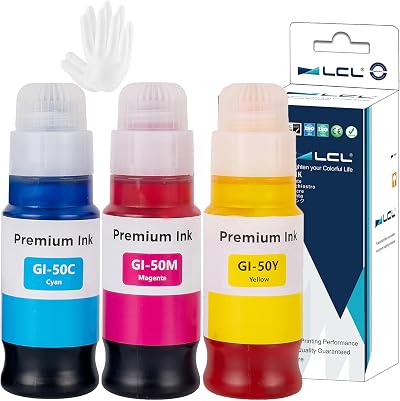 LCL Compatible Ink Bottles for Canon GI-50 Cyan Magenta Yellow Pixma GM2050