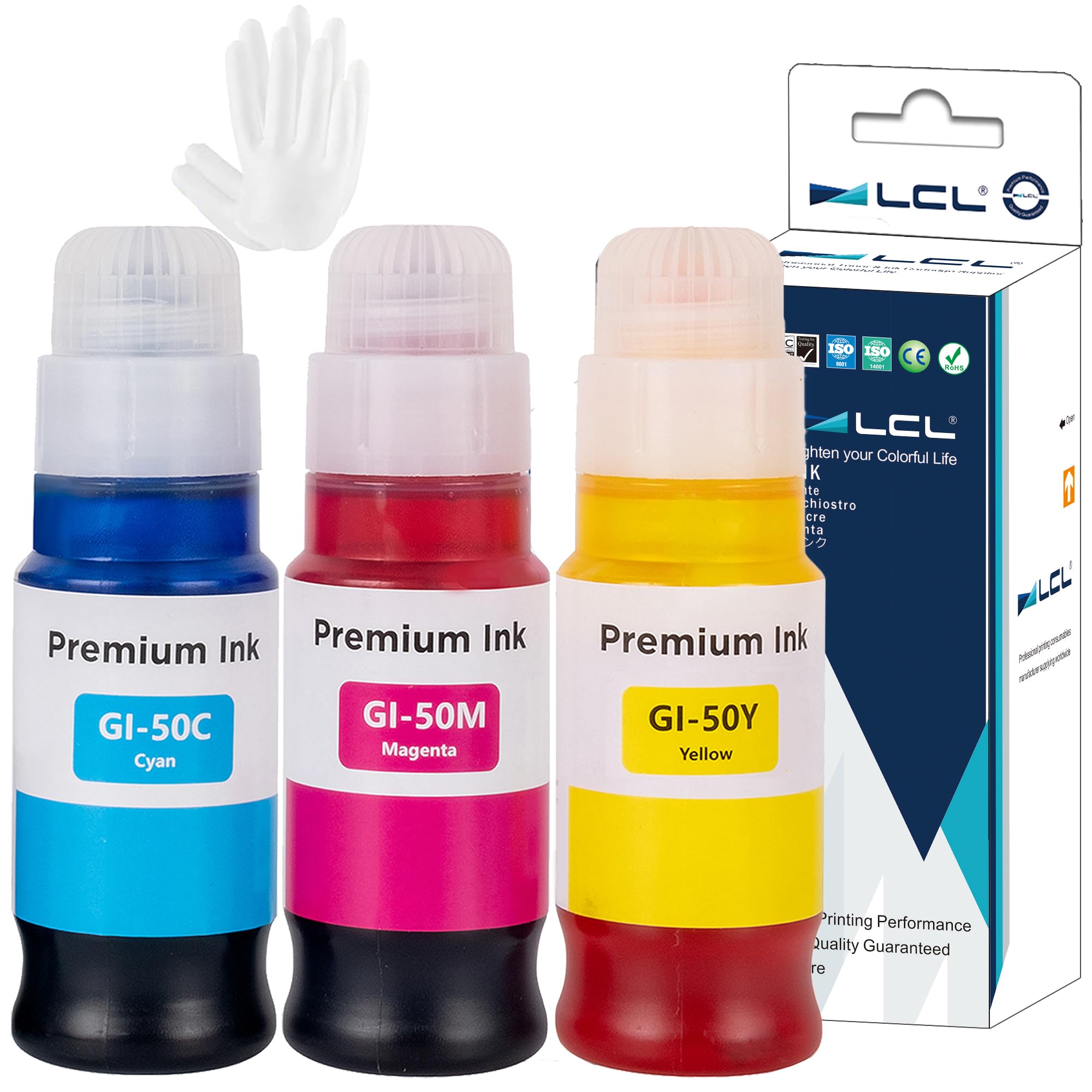 LCL Compatible Ink bottle Compatible for Canon 50 GI-50 GI50 Ink Bottle Compatible with Canon Pixma GM2050 GM4050 G5050 G6050 G7050 (3 Pack Cyan Magenta Yellow)