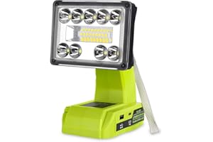 HIPOKE 1000LM Cordless Light for Ryobi ONE+ 18V Li-ion Ni-Cad Ni-Mh Battery, Portable LED Spotlight with USB & TYPE-C Port, 19W LED Work Light Use for Emergencies, Camping, Outdoor, Indoor