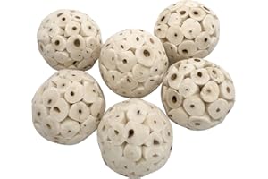 Bird Toy Sola Balls, Diameter 6cm, White Soft Shred Parrot Chews, Bird Chewing Accessories, Natural Soft Chew Shredding & For