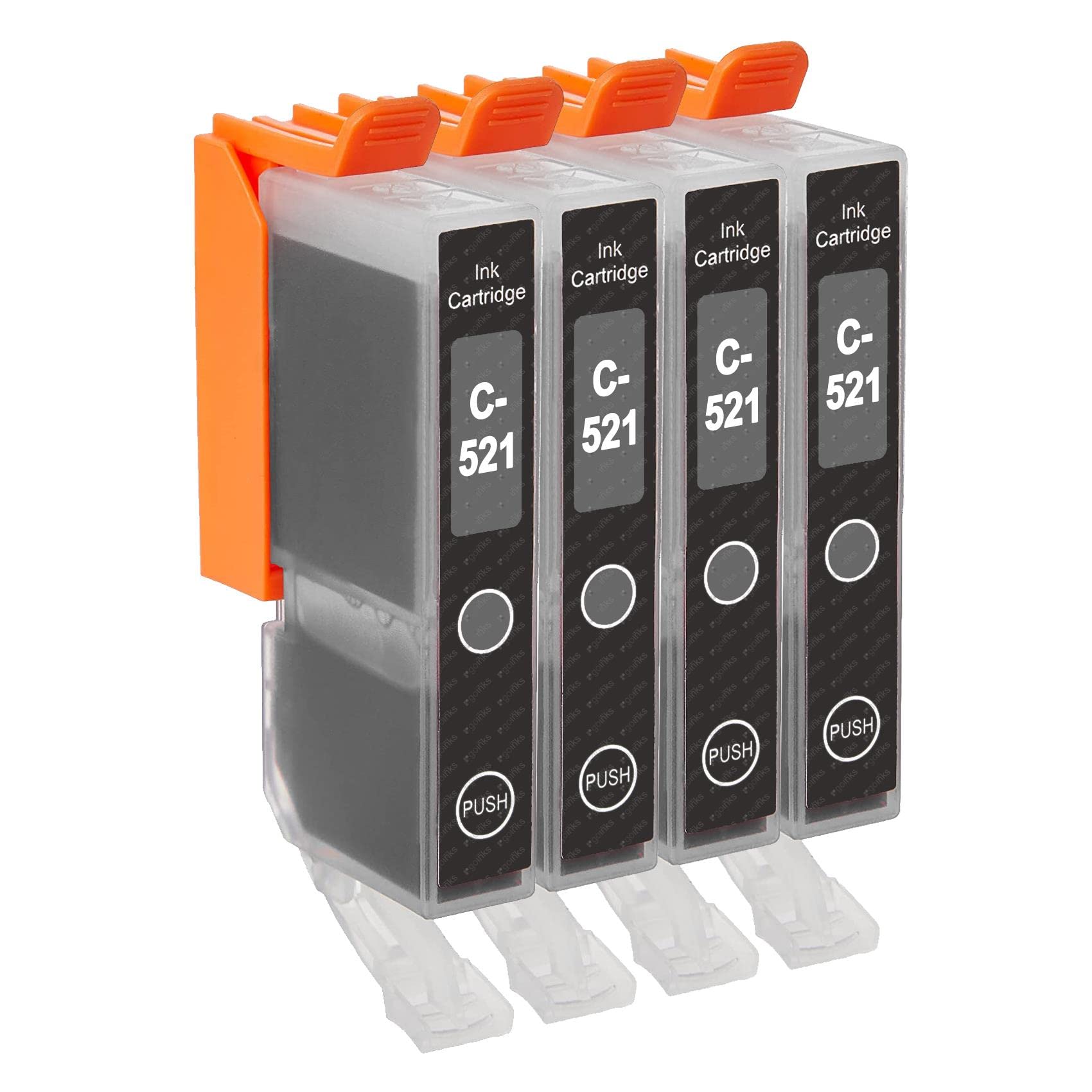 Go Inks C-521GY Compatible Grey Ink Cartridge to replace Canon CLI-521GY for use with Canon PIXMA Printers (Pack of 4), High Capacity