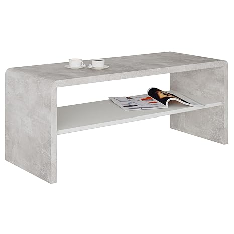 CARO-Möbel TV Lowboard Couchtisch Fernsehtisch Lenni, in Betonoptik, mit Ablagefach in weiß, 100 x 40 x 40 cm