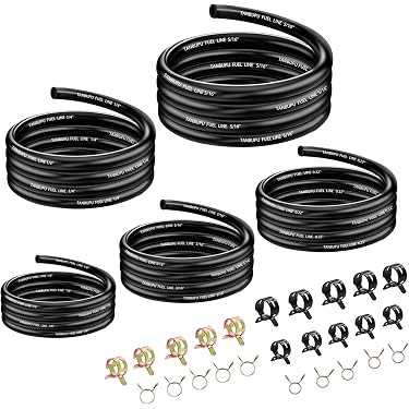 3/8" Stainless Steel Braided Nylon Fuel Line Hose – 2 Meter 6AN AN6, Push-Lock, 500 PSI Working Pressure