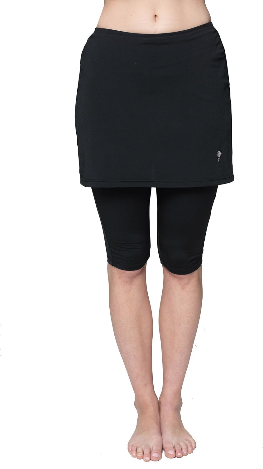 HydroChic Chlorine Proof Women’s Skirted Swim Capri Pants, Modest Swimsuit Capri