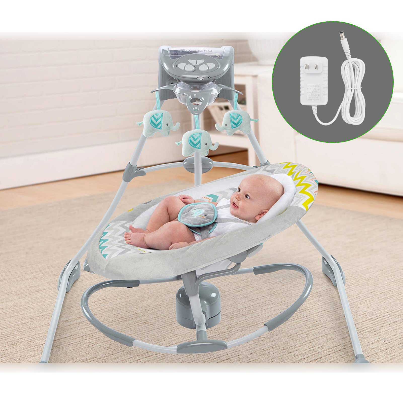 10 ft Snugapuppy Power Cord Replacement for Fisher Price/Ingenuity Baby Swing 6V AC DC Adapter, Charger Cable