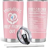 Absacie Midwife Gifts for Women, Obgyn Doula Nurse Doctors Gifts, 20oz Stainless Steel Tumbler with Lid Straw