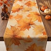 Thanksgiving Decorations - Fall Leaves Table Runner | Fall Decor for Friendsgiving Tablecloth Indoor Outdoor - Autumn Centerpieces Backdrop for Tables Room Office Kitchen