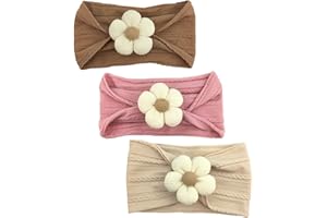 3 Pcs Soft Hairbands Baby Girls Flower Nylon Headband Hair Accessories for Newborn Infant Toddler Kids