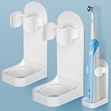 HOMMAND Electric Toothbrush Holder 2 Pack, Adjustable Wall Mounted, White view 1