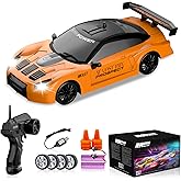 YUAN PLAN RC Drift Car 1/24 2.4GHz Remote Control Car 4WD High Speed Drift RC Cars with LED Light, Two Batteries and Drifting