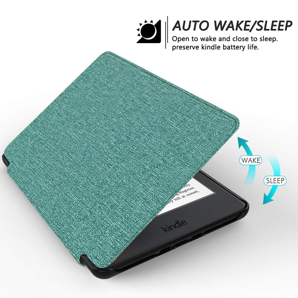SCSVPN Case for 6.8'' Kindle Paperwhite (11th Generation-2021 Release) and Kindle Paperwhite Signature Edition, Premium Lightweight PU Leather Shell Cover with Hand Strap - Auto Sleep/Wake, Green