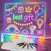 Signsxcel Led Note Board with Colors,16''Drawing Tablet,6 Modes &amp; 8 Colors Light Up Drawing Board,Kids Toy with 13 Light Effects,Birthday Holiday Day Gifts for Girls &amp; Boys Age 3+（White）