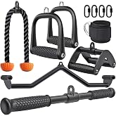 SELEWARE Triceps LAT Pulldown Attachments Cable Machine Attachment for Gym | Weight Machine Accessories Home Gym Workout Accessories Triceps Rope Double D Row Handle Pull Down Bar Straight Bar D Handle