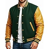 Premium Letterman Jacket Men - Wool Blend Leather Sleeves High School Varsity Jackets For Men