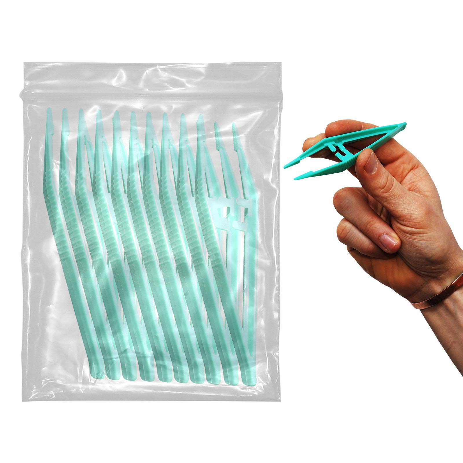 50 Pack Qualicare 12.5cm Medical First Aid Disposable Plastic Forceps Tweezers