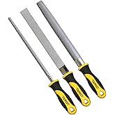 TARIST 3-Piece Diamond File Set, 8-inch, Includes Flat/Half-Round/Round. For Sharpening Lawn Mower Blades, Garden Shears, Axe, Knife - Tool Sharpener for Metal, Tile, Ceramic, Glass, Stone and more