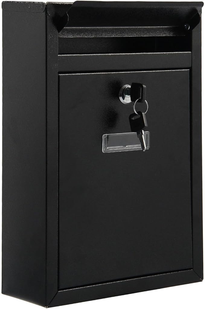 SavingPlus Large Metal Lockable Wall Mounted Letter Post Box Mailbox