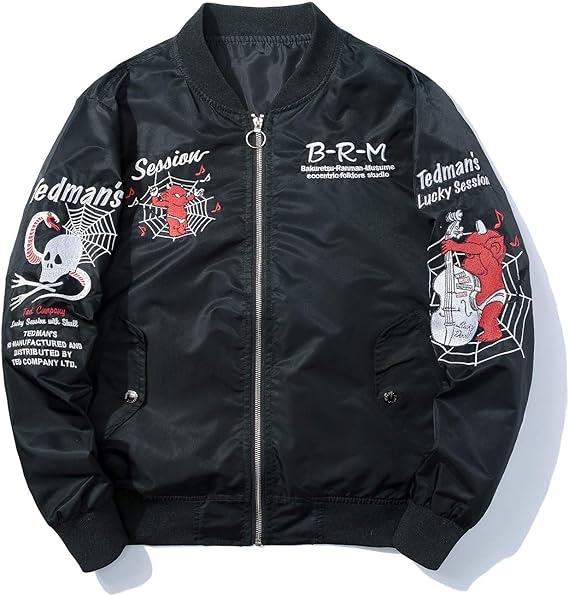 Amazon Lisa Pulster ブルゾン カーディガン ジャケット 男女兼用 Ma1 レディース メンズ ジャンパー 羽織 アウター 春秋コート刺繍 和柄横須賀 長袖 ナイロンジャケット ミリタリーカジュアル 薄手 カーディガン 通販