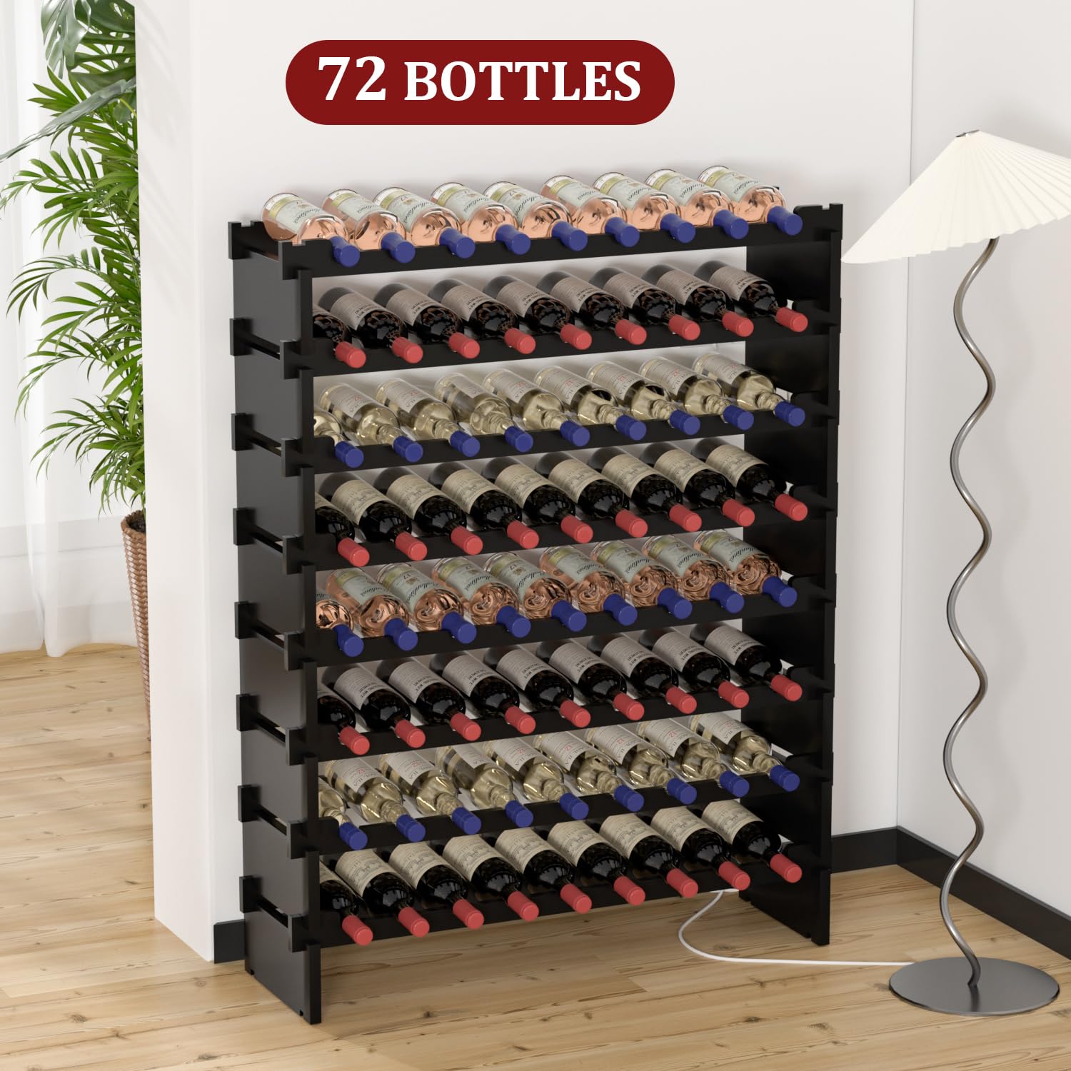 Domax Wine Rack Freestanding Floor - 8 Tiers Wine Bottle Holder 72 ...