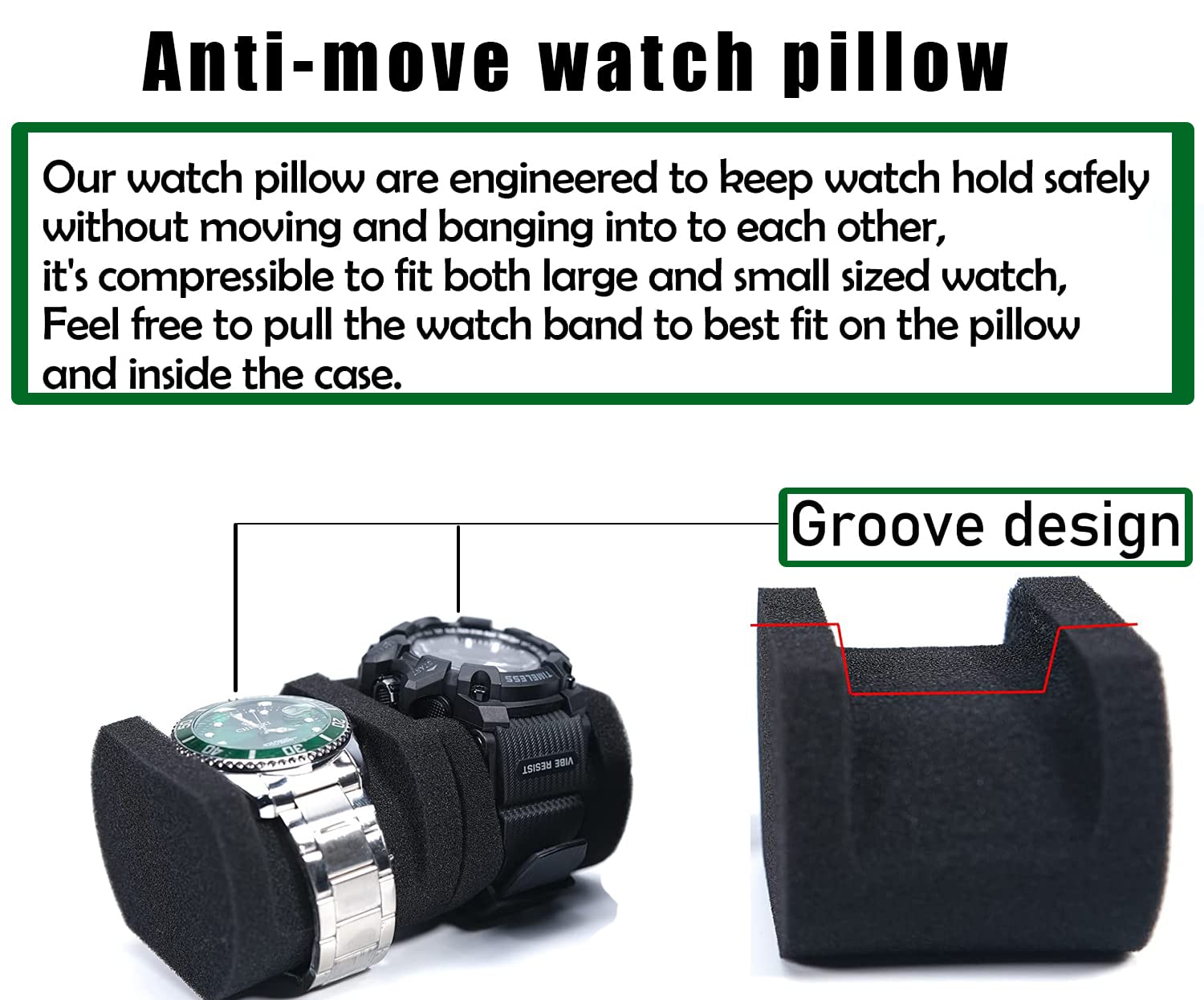 AUKURA hard portable watch travel case, men's watch travel organizer (Black, 6 slots)