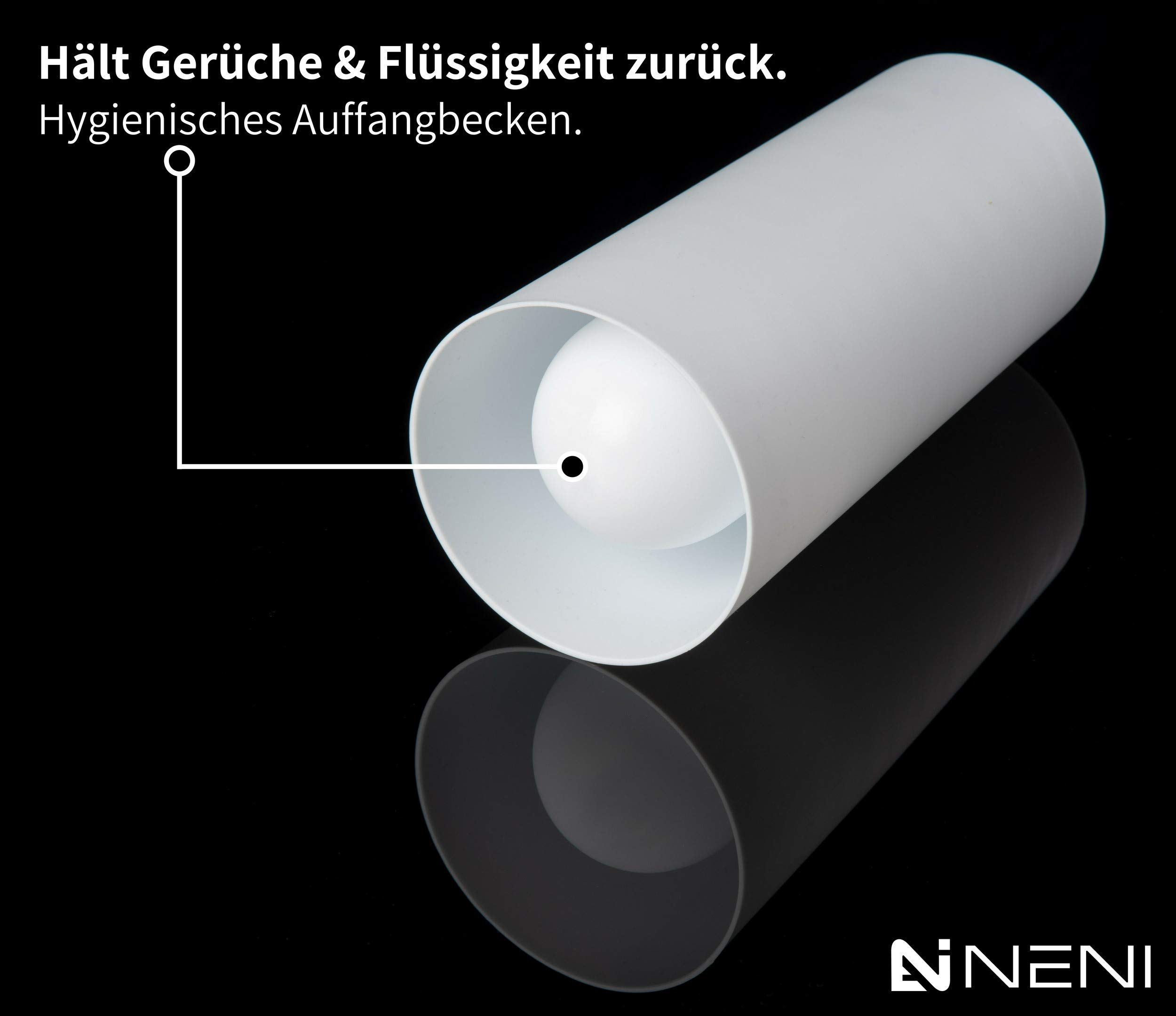 NENI WC-Bürste mit Halter in Weiß - Stabile Toilettenbürste mit rostfreiem Edelstahl-Griff - Moderne WC-Garnitur mit Geruchsstopp-Design