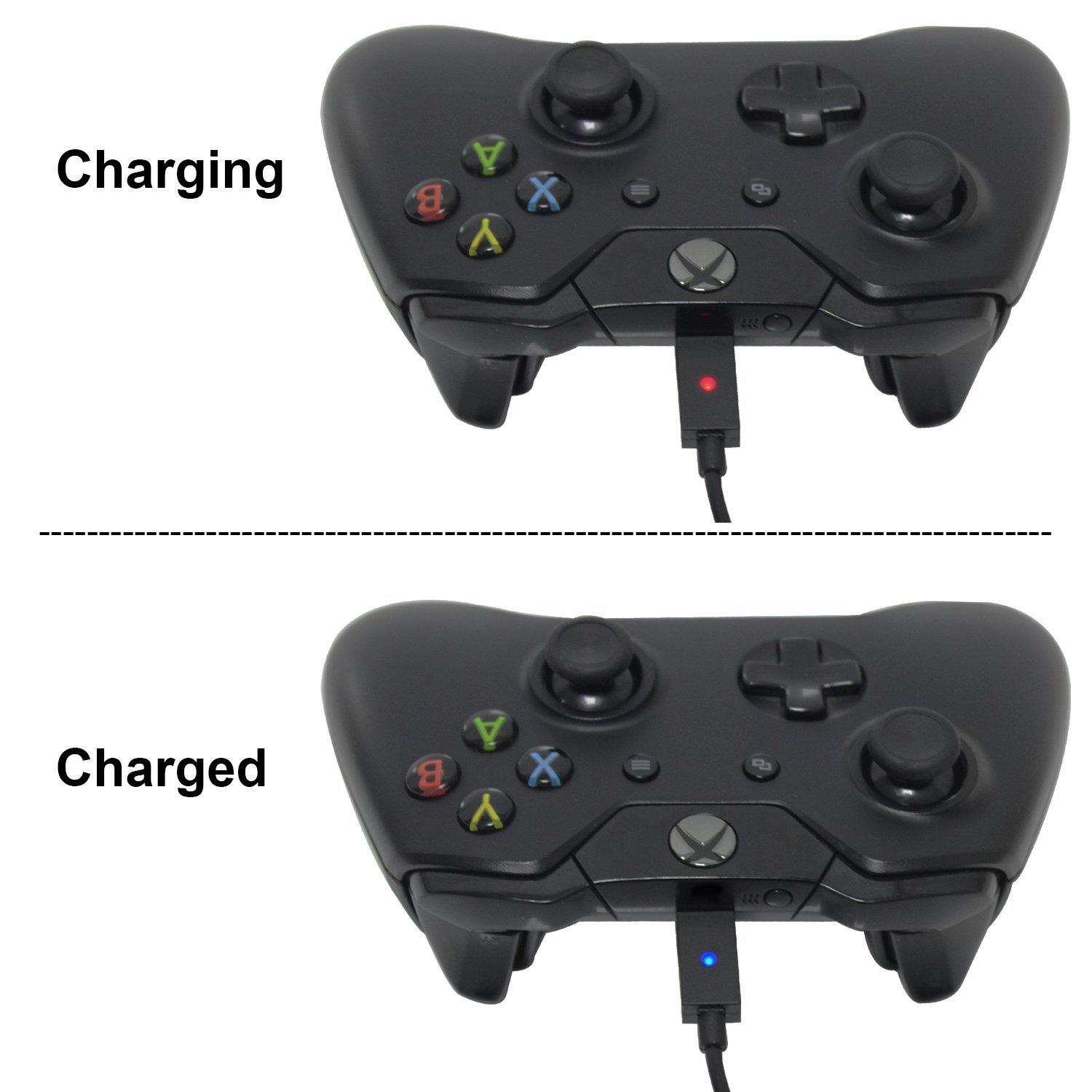 Xbox One Battery Pack 2PCS x 1200 mAh Xbox One Rechargeable Battery and 5FT Micro USB Charging Cable with LED Indicator Light Kit for Xbox One / Xbox One X / Xbox One S Wireless Controllers