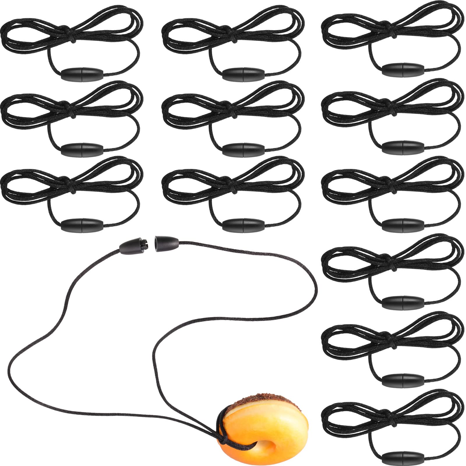 Photo 1 of 12 Pieces Breakaway Necklaces Replacement Necklace Cords with Breakaway Clasps Nylon Cords Safety Clasps for Chew Necklaces(Black)