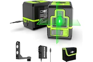 Weiddw Laser Level Self-Leveling Laser Level Tool Green Cross Line Lazer Level for Construction Indoor Project,Picture Hanging, DIY with 360° Magnetic Pivoting Base, Carrying Bag,Battery, LLX-MINI-01