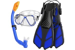 ADICOP Kids Mask Fin Snorkel Set for 3-7 Years Old Boys and Girls with Panoramic Snorkel Mask Diving Goggles Dry Top Snorkel and Adjustable Fins for Snorkeling Swimming Freediving