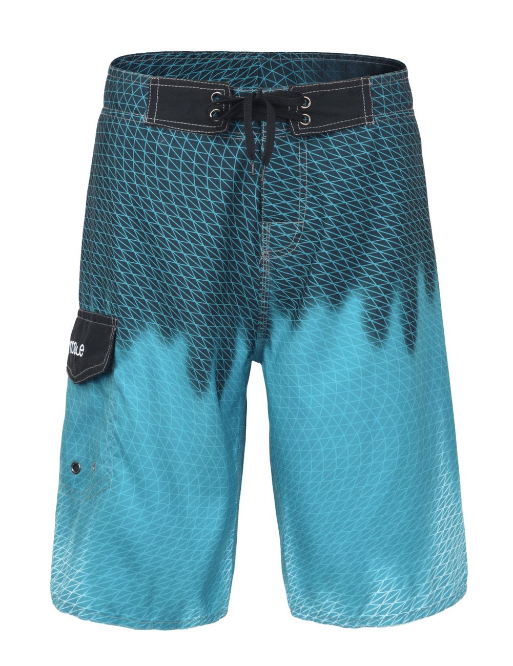 Nonwe Men's Quick Dry Wave Pattern with Mesh Lining Board Shorts Beachwear Central