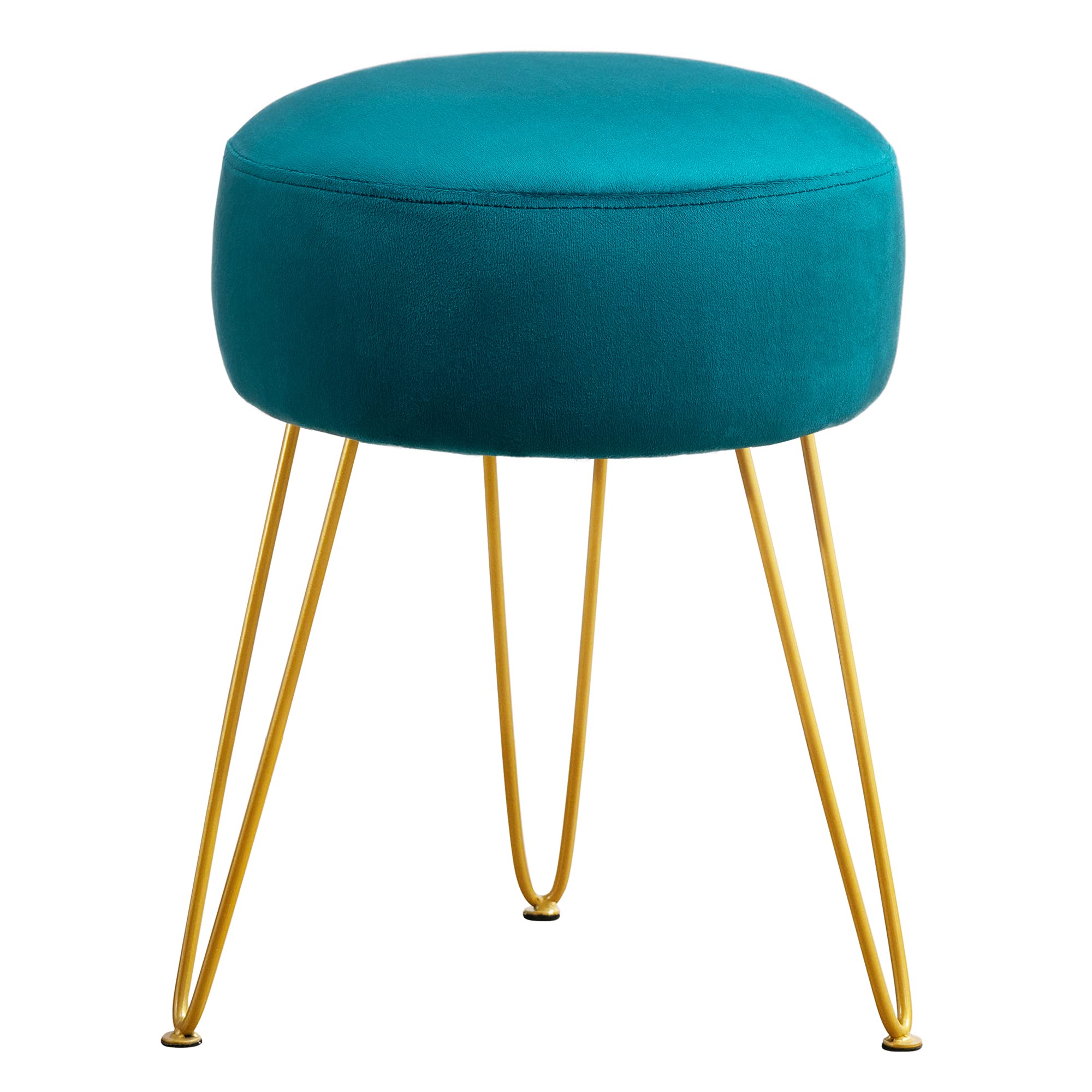 Photo 1 of LUE BONA Vanity Stool, Teal Vanity Stools for Makeup Room, Round Ottoman Foot Stool, Velvet Footrest Vanity Chair for Bathroom Vanity, Bedroom, Living Room, Entryway, Offices