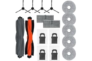 MOUPAA 17Pcs Replacement Accessories Kit for Dreame L30 Ultra, for Dreame X30/X30 Ultra/X30 Pro Ultra/X30 Pro Plus Robot Vacuum Parts, 2 Brush, 4 Side Brush, 2 Filter, 4 Dust Bag, 5 Mop Cloth
