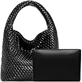 Women Vegan Leather Hand-Woven Tote Handbag Fashion Shoulder Top-handle Bag All-Match Underarm Bag with Purse