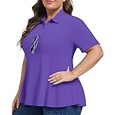 Casei Women's Plus Size Golf Polo Shirts Short Sleeve Collared Tennis Workout Tops Loose Fit UPF 50+