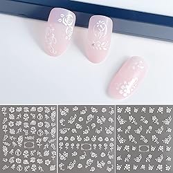 White Flower Nail Art Decal Stickers for Women
